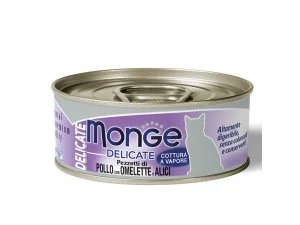 MONGE DELICATE Cat konzerva kuřecí a ančovičky 80g/24bal.