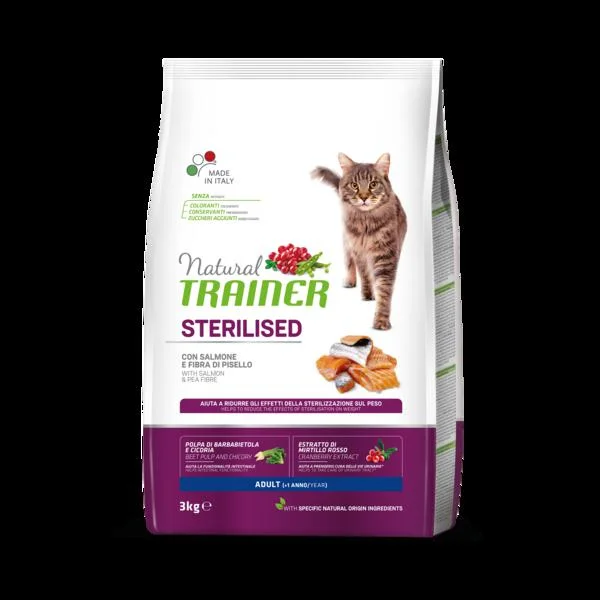 TRAINER Natural Cat STERILISED losos 3kg