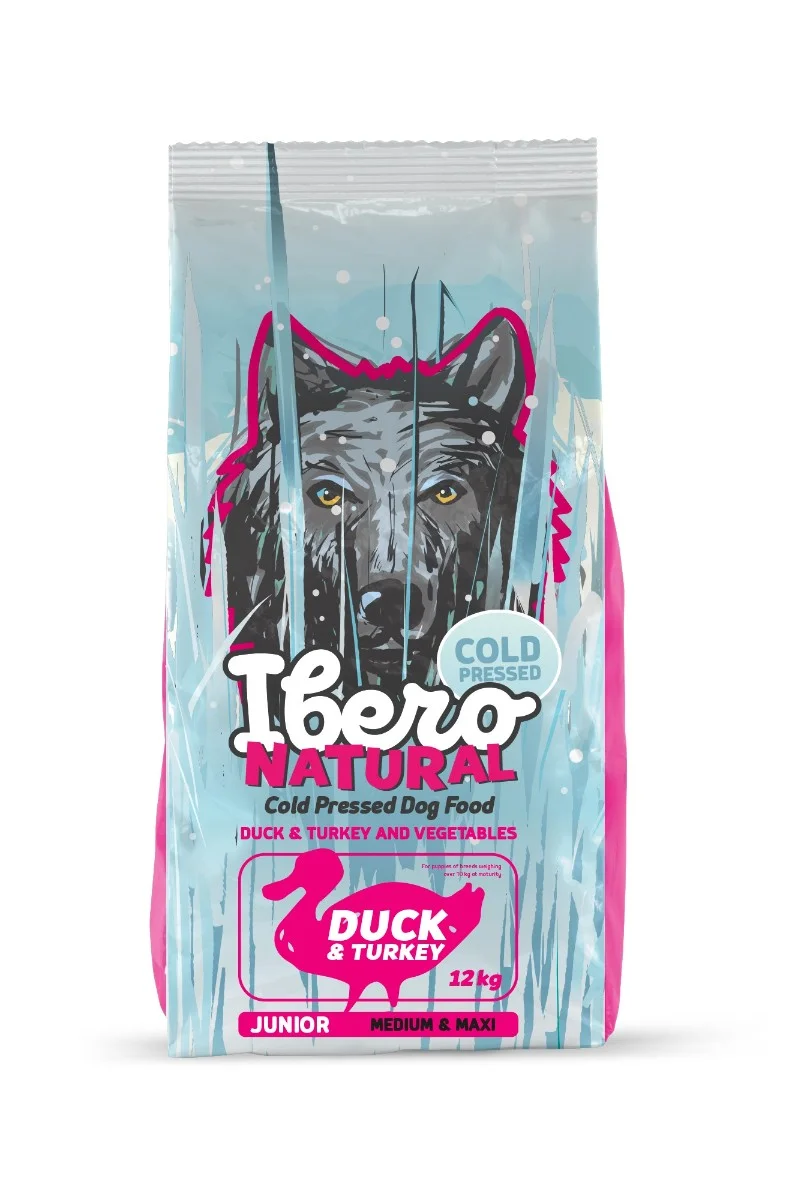 Ibero Cold Press Dog Junior Medium/Large Duck - 4x12kg Ibero Cold Press Dog Junior Medium/Large Duck - 4x12kg