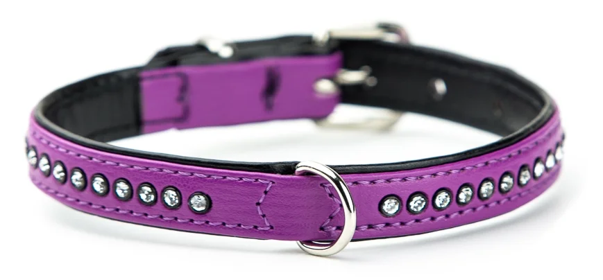 Nobby Crystal obojek se Swarovski krystaly S 37cm fialová