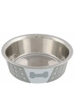 Nerezová miska se silikonovým opláštěním 0,4l/14cm bílo/šedá