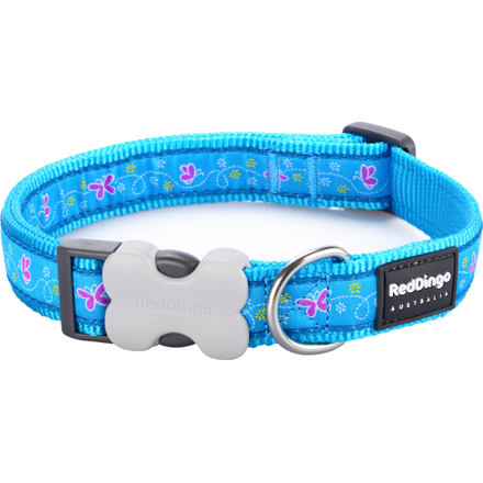 Obojek RD 20 mm x 30-47 cm - Butterfly Turquoise