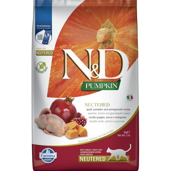 N&D GF Pumpkin CAT NEUTERED Quail & Pomegranate 5 kg 