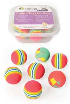 BOX Míček duhový mechová guma 4cm, 7ks