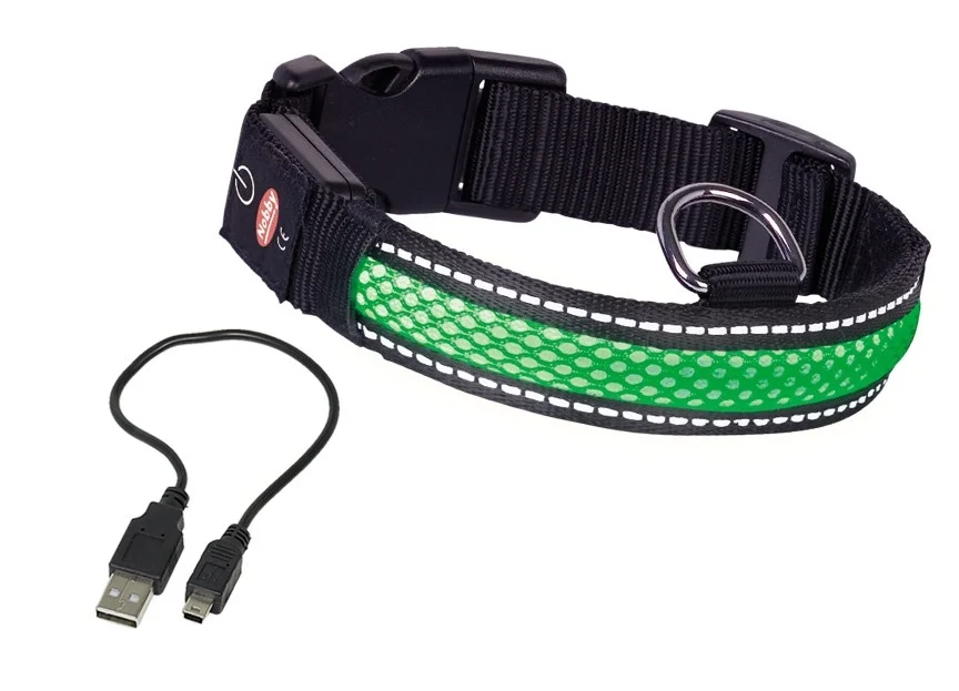 Nobby Flash Mesh svítící zelený obojek vel. M (36-51cm)