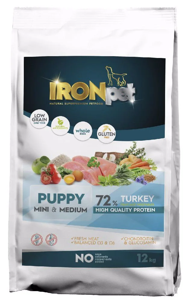 IRONpet Dog Puppy Mini & Medium Turkey (Krůta) 12 kg