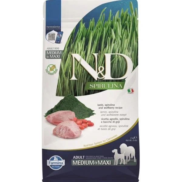 N&D SPIRULINA Dog GF Lamb & Wolfberry Adult Medium & Maxi 2 kg