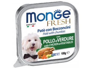 MONGE FRESH - paštika a kousky s kuřetem a zeleninou  100g