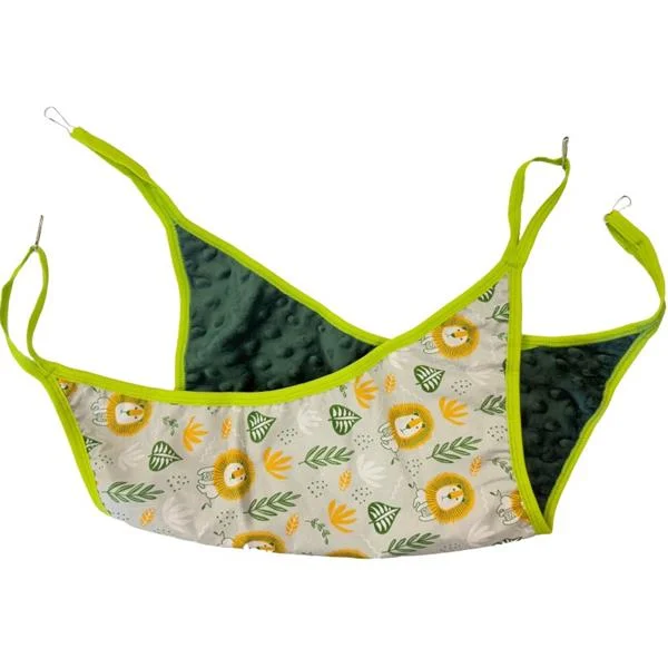 Samohýl Exclusive Pelech dr.savec závěsný loďka, lvi, lahv. zelená minky 30x30cm