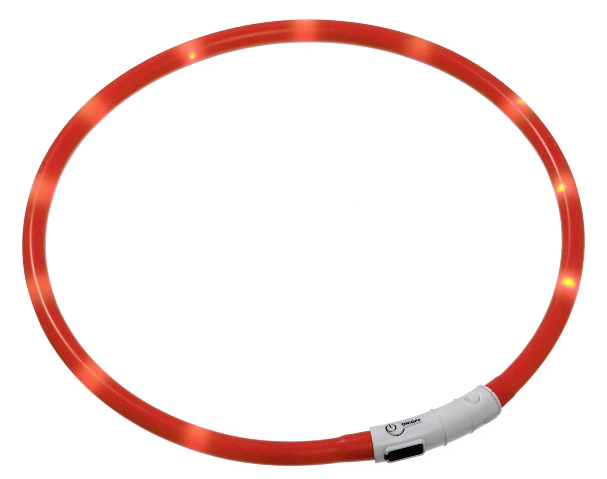 KARLIE Karlie Visiolight svíticí LED obojek pro kočky 35cm červený