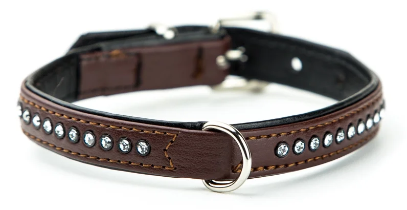 Nobby Crystal obojek se Swarovski krystaly XS-S 32cm hnědá