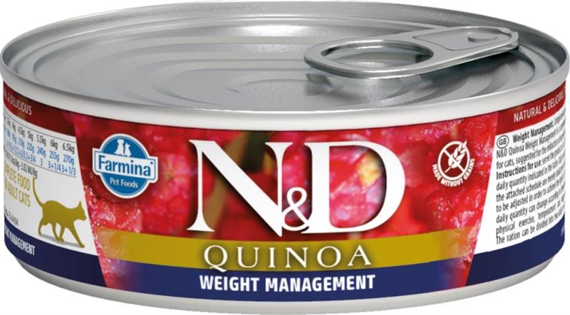N&D CAT QUINOA Weight Management Lamb & Brocolli 80 g + 1ks ZDARMA