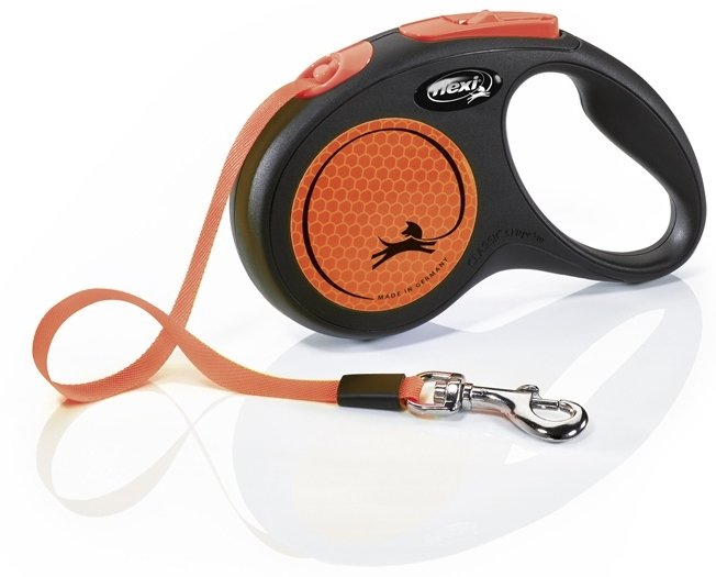 Vodítko FLEXI Neon S pásek 5m/15kg černá/oranžová NEW