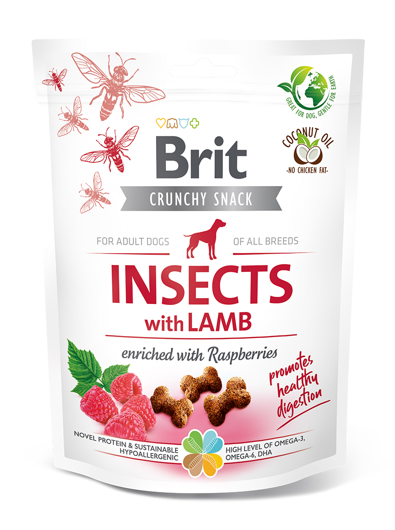 Brit Care Dog Crunchy Cracker Insects with Lamb enriched with Raspberries 200g