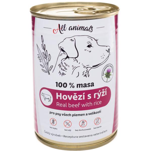All Animals DOG hovězí mleté s rýží 400g