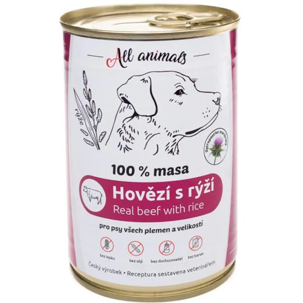 All Animals DOG hovězí mleté s rýží 400g