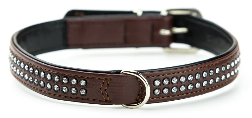 Nobby Crystal obojek se Swarovski krystaly S-M 42cm hnědá