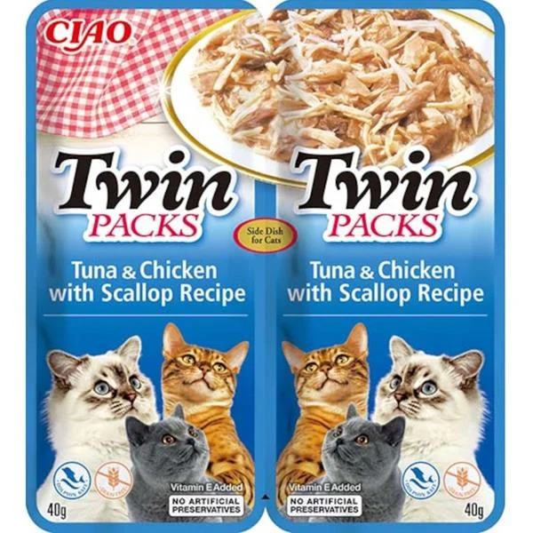 Churu Cat Twin Packs Tuna&Chick & Scallop in Broth 80g