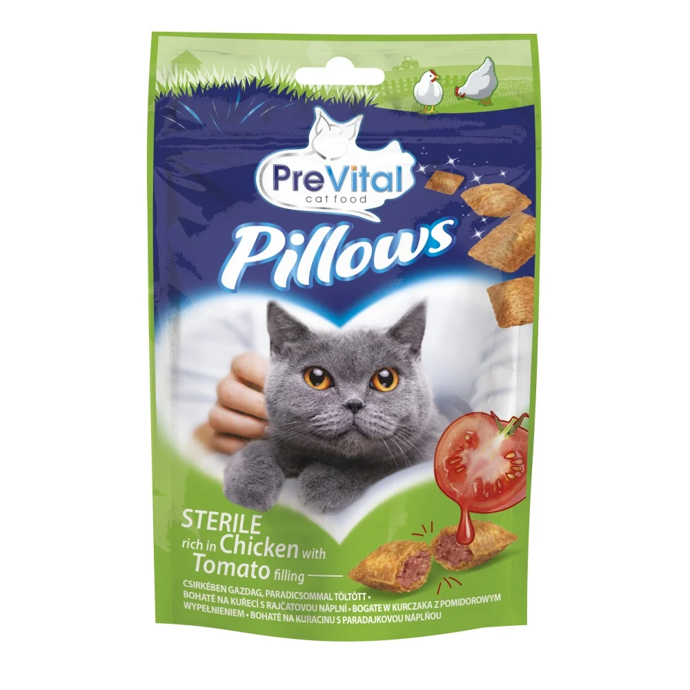 PreVital Pillows pamlsky polštářky kuře a rajče pro kočky