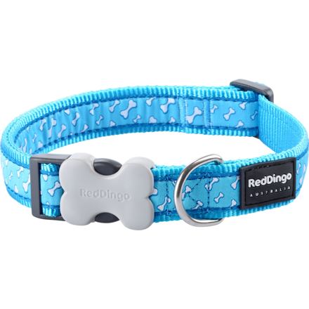 RedDingo Obojek Bones Turquoise - 1,5/24 až 36cm