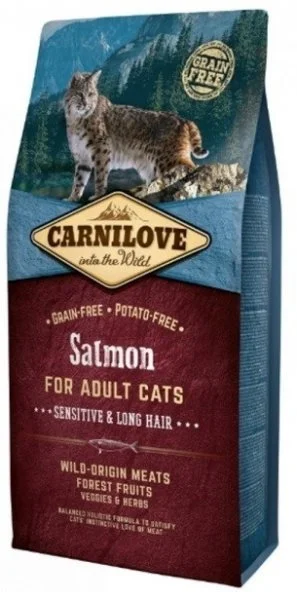 Carnilove Salmon for Adult Cats - Sensitive & Long Hair 6 kg