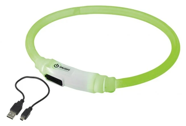Nobby LED svítící kroužek na krk pro kočky zelená 35cm