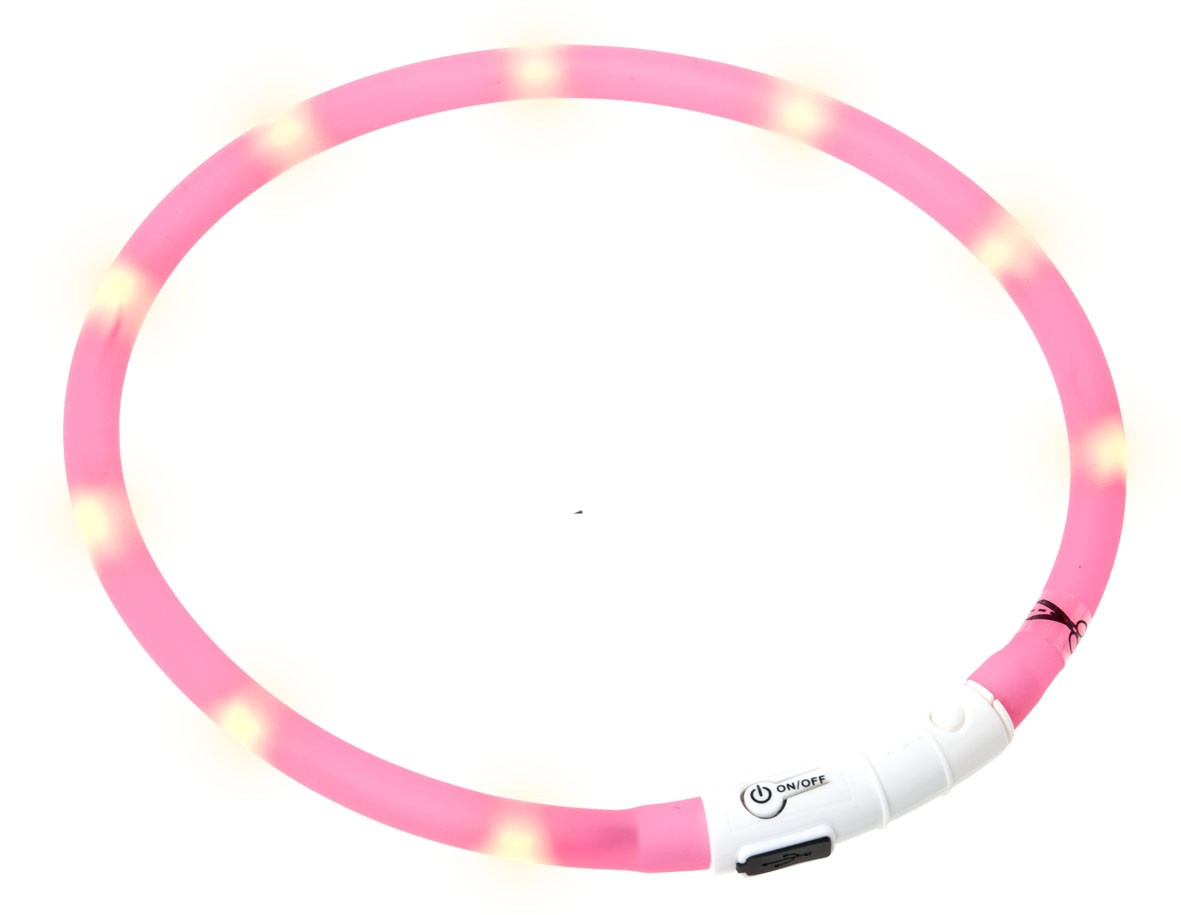 Karlie LED světelný obojek růžový obvod 20-75cm