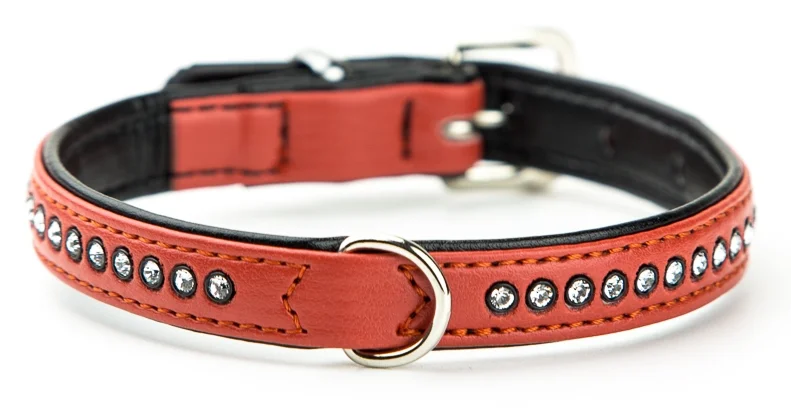 Nobby Crystal obojek se Swarovski krystaly XS-S 32cm terakota