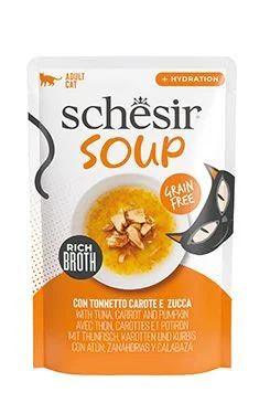 Schesir Cat kapsa Adult Soup tuňák/mrkev/dýně  40g