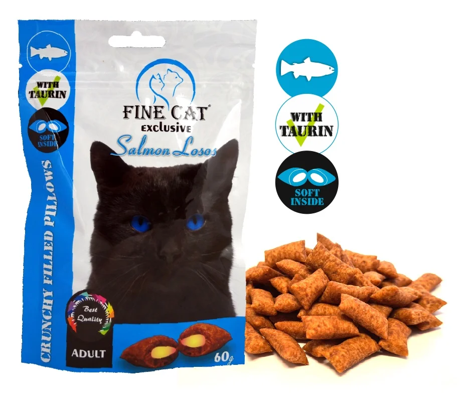 Fine Cat Exclusive Plněné polštářky pro kočky LOSOS 60g