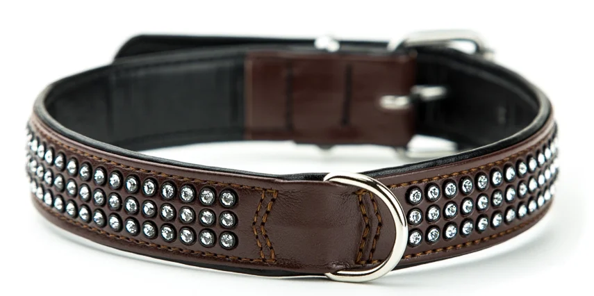 Nobby Crystal obojek se Swarovski krystaly M-L 47cm hnědá