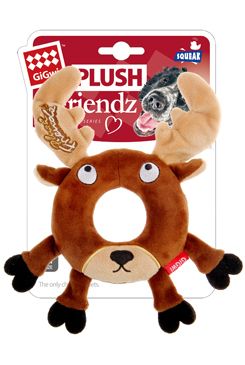 Hračka pes GiGwi Plush Friendz sob s gumovým kroužkem 1 ks