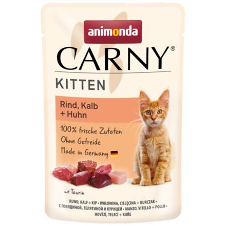 Carny Kitten 85 g hovězí, telecí+kuřecí, kapsička pro koťata 85 g