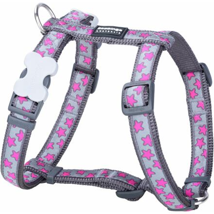 Postroj RD 15 mm x 36-54 cm - Hot Pink Stars on Grey