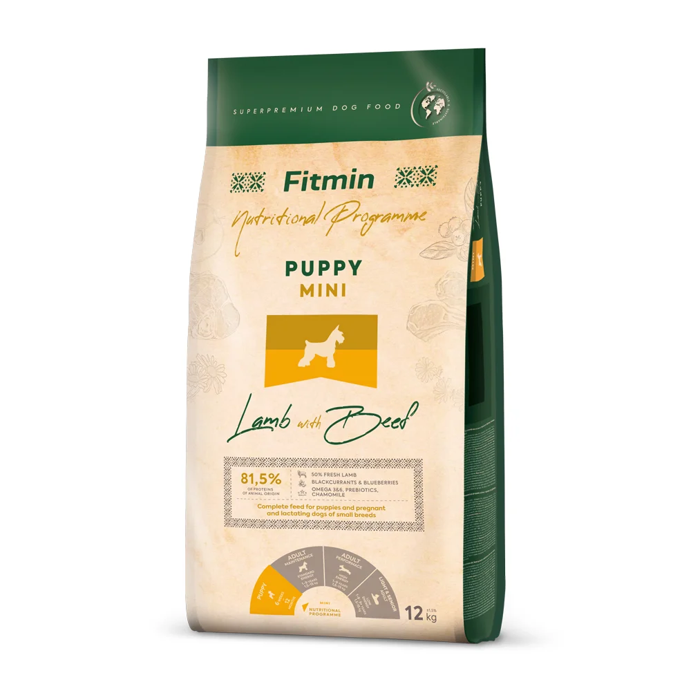 Fitmin dog mini puppy lamb beef 12 kg