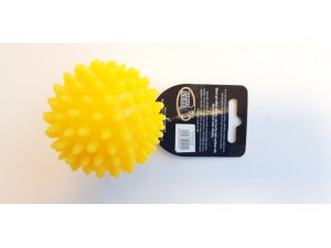 HRAČKY SALAČ Míček s bodlinami pískací - žlutý VINYL 6.5cm (100/1)