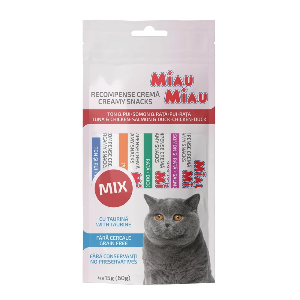 Miau Miau Creamy Snacks Cat mix 15 g (4 pack