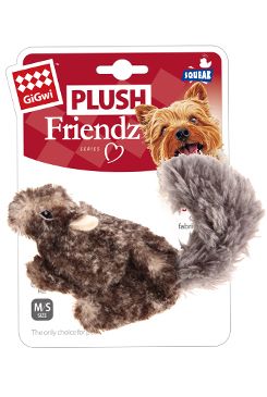 Hračka pes GiGwi Plush Friendz veverka šedá plyš 1 ks