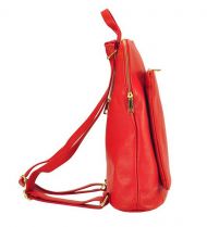 Kožený dámský módní batůžek s čelní kapsou Patrizia Piu červený
