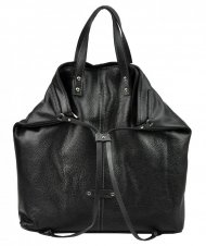 Pierre Cardin Kožená velká dámská kabelka do ruky / batoh černá