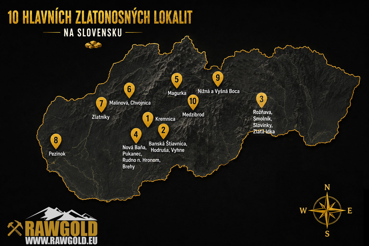 v&yacute;skyt zlata na slovensku mapa