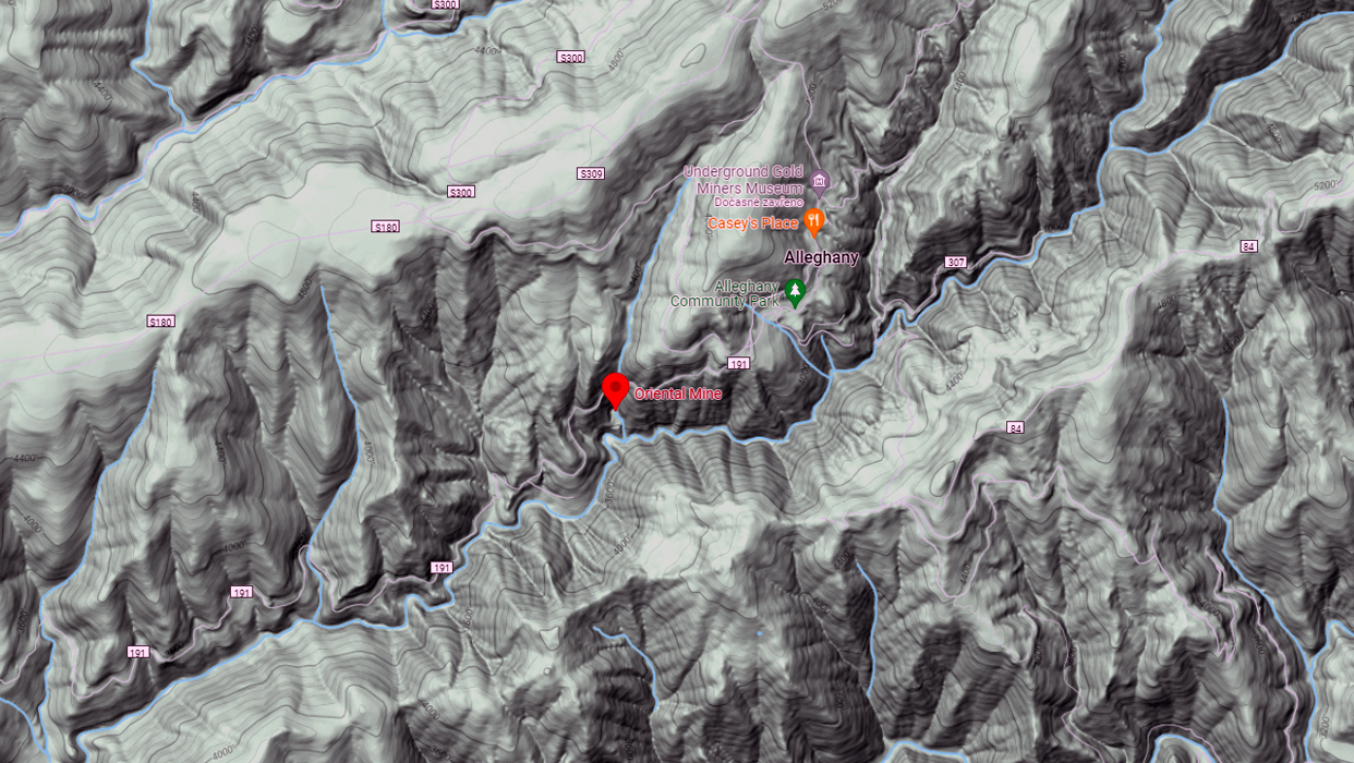Oriental Mine - Alleghany, Sierra County, Kalifornie, USA