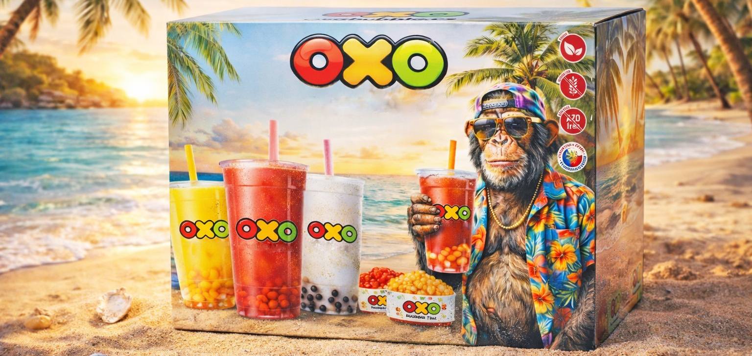 Bubble tea na doma sada opice na plazi