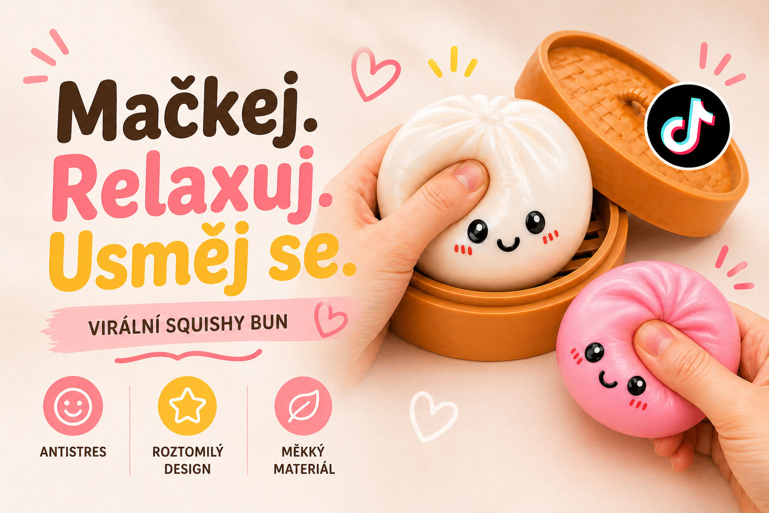 Mačkací knedlíček Squishy Bun