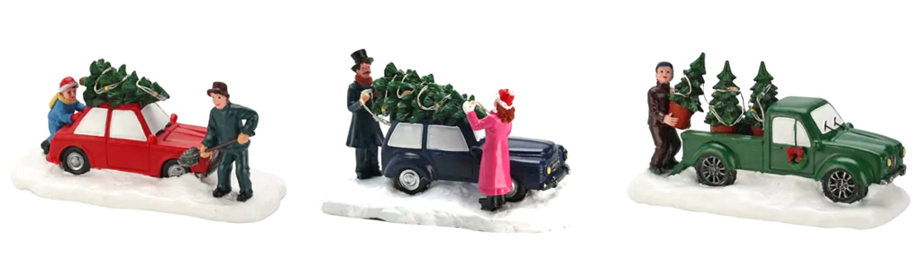 Vánoční dekorace - městečko, auto, stromeček