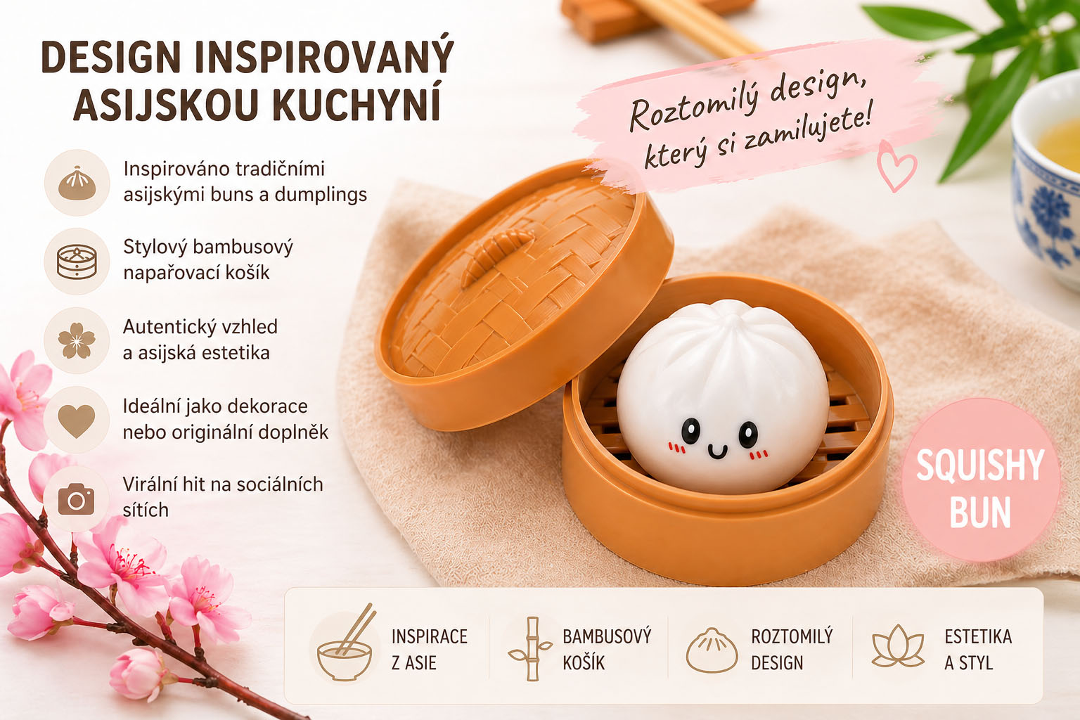 Asijsky knedlicek squishy bun mačkací hračka