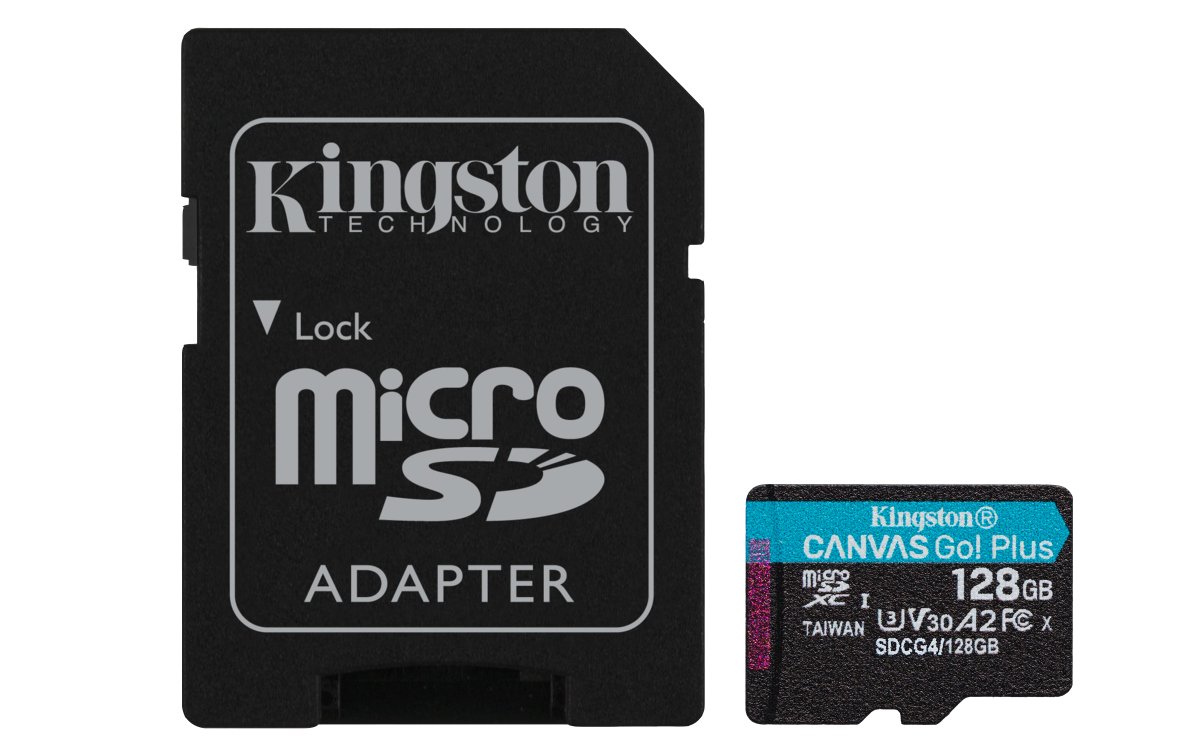 Pamäťová karta Kingston Technology microSDXC Canvas Go Plus Gen4 128GB 200MB/s A2 U3 V30 s adaptérom