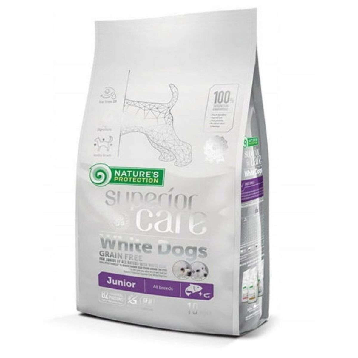 NATURE'S PROTECTION NATURE&#039;S PROTECTION Superior Care White Dogs Grain Free Junior Salmon - suché krmivo pre šteniatka -
