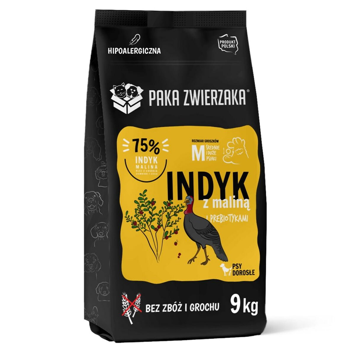 PAKA ZWIERZAKA Morčacie s malinami M - suché krmivo pre psov - 9 kg