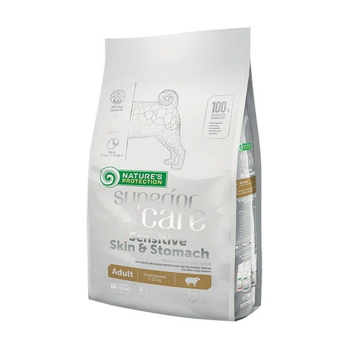 NATURE'S PROTECTION NATURE&#039;S PROTECTION Superior Care Skin &amp; Stomach Adult Small Lamb - suché krmivo pre psov - 1,5 kg